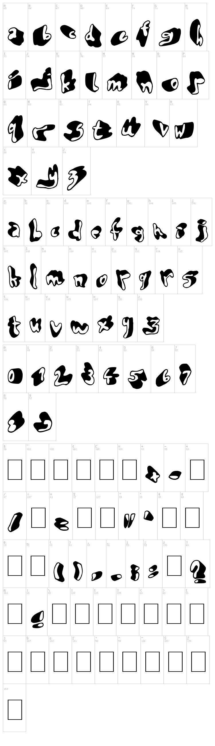 Shadow Mole font map